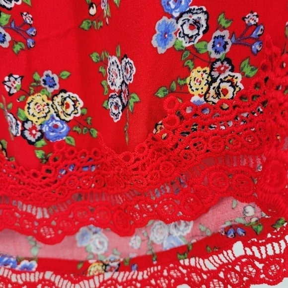No Boundaries Off shoulder floral Vibrant Red Blouse - Picture 7 of 13
